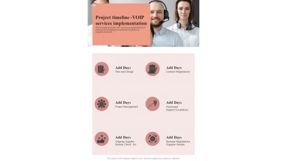 Project Timeline VOIP Services VOIP Request One Pager Sample Example Document