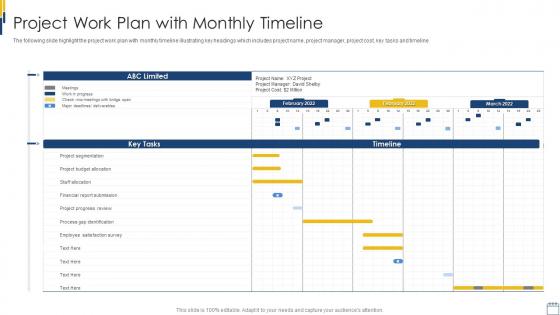 Project Work Plan With Monthly Timeline