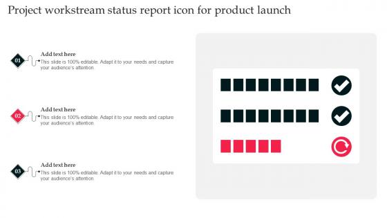 Project Workstream Status Report Icon For Product Launch