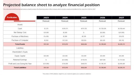 Projected Balance Sheet To Analyze Financial Corporate Event Management Business Plan BP SS