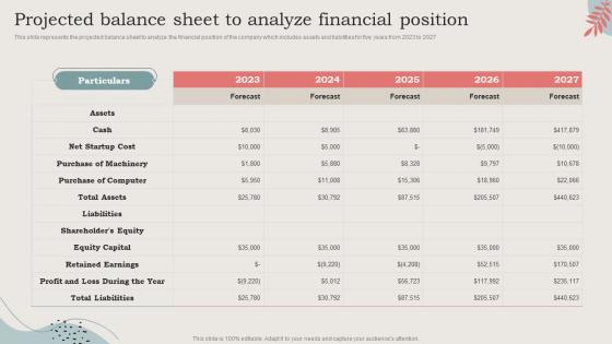 Projected Balance Sheet To Analyze Financial Position Ideal Image Medspa Business BP SS