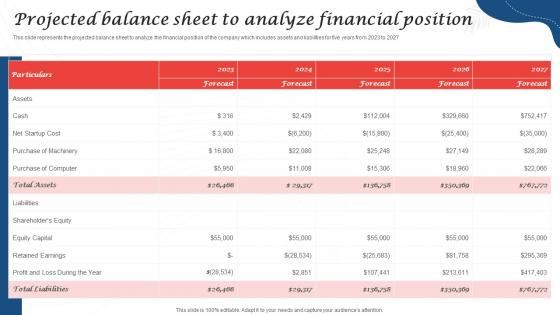 Projected Balance Sheet To Analyze Financial Position Resort Business Plan BP SS