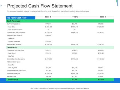 Projected cash flow statement initial public offering ipo as exit option ppt pictures slide