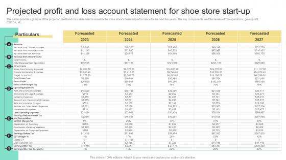 Projected Profit And Loss Account Statement For Shoe Store Business Plan For Shoe Retail Store BP SS