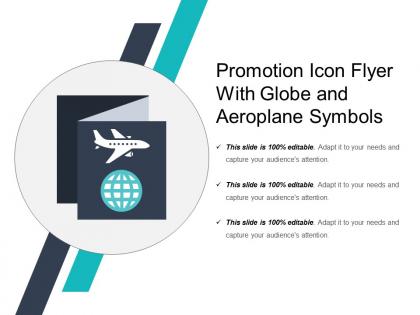 Promotion icon flyer with globe and aeroplane symbols
