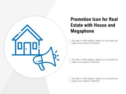 Promotion icon for real estate with house and megaphone