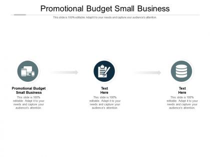 Promotional budget small business ppt powerpoint presentation styles master slide cpb