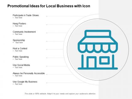 Promotional ideas for local business with icon