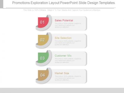 Promotions exploration layout powerpoint slide design templates