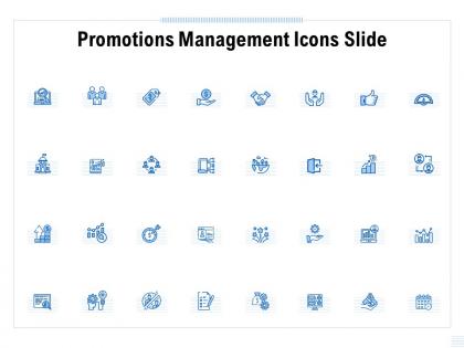 Promotions management icons slide ppt powerpoint presentation infographics elements