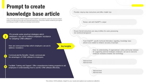 Prompt To Create Knowledge Base Article Integrating ChatGPT Into Customer ChatGPT SS V