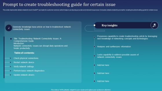 Prompt To Create Troubleshooting Guide For Certain Issue Integrating Chatgpt For Improving ChatGPT SS