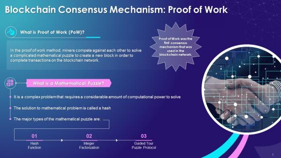 Proof Of Work Consensus Mechanism Overview Training Ppt
