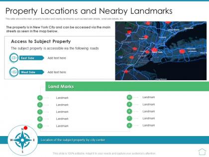 Property locations and nearby landmarks real estate appraisal and review