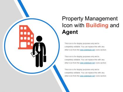 Property management icon with building and agent