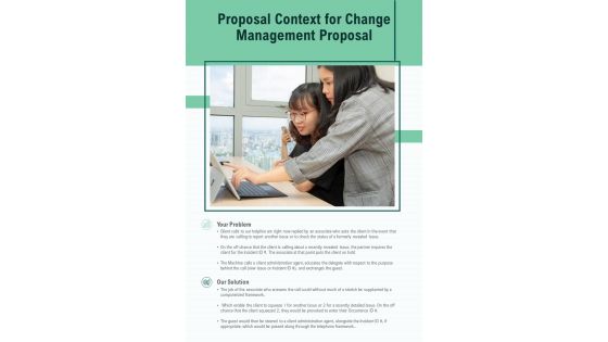 Proposal Context For Change Management Proposal One Pager Sample Example Document