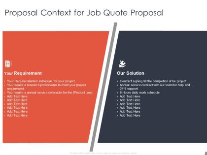 Proposal context for job quote proposal requirement  ppt powerpoint slides