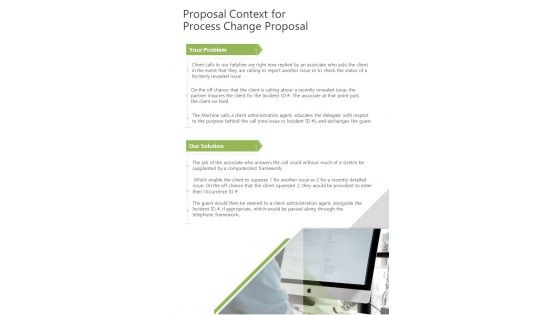 Proposal Context For Process Change Proposal One Pager Sample Example Document