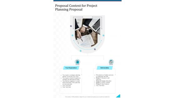 Proposal Context For Project Planning Proposal One Pager Sample Example Document