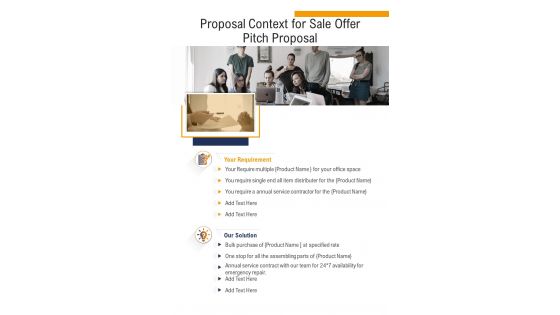 Proposal Context For Sale Offer Pitch Proposal One Pager Sample Example Document