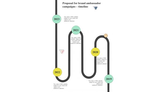 Proposal For Brand Ambassador Campaigns Timeline One Pager Sample Example Document