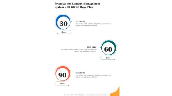 Proposal For Campus Management System 30 60 90 Days Plan One Pager Sample Example Document