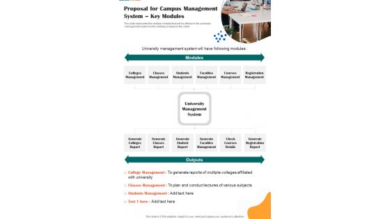 Proposal For Campus Management System Key Modules One Pager Sample Example Document