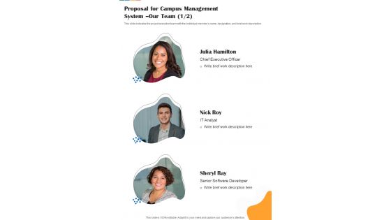 Proposal For Campus Management System Our Team One Pager Sample Example Document