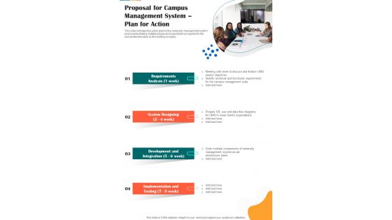 Proposal For Campus Management System Plan For Action One Pager Sample Example Document