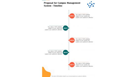 Proposal For Campus Management System Timeline One Pager Sample Example Document
