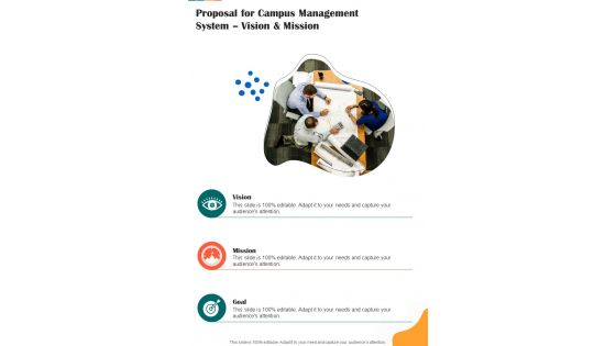 Proposal For Campus Management System Vision And Mission One Pager Sample Example Document