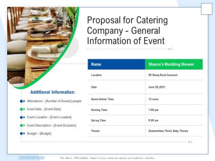 Proposal for catering company general information of event ppt powerpoint presentation outfit