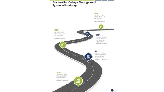 Proposal For College Management System Roadmap One Pager Sample Example Document