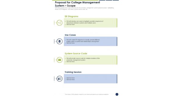 Proposal For College Management System Scope One Pager Sample Example Document