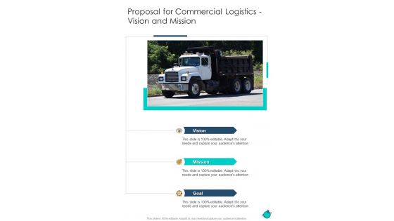Proposal For Commercial Logistics Vision And Mission One Pager Sample Example Document