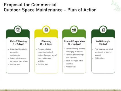 Proposal for commercial outdoor space maintenance plan of action ppt powerpoint graphics