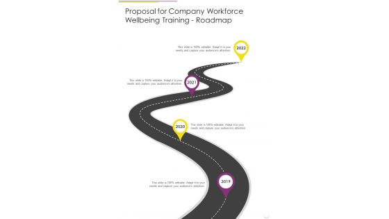 Proposal For Company Workforce Wellbeing Training Roadmap One Pager Sample Example Document