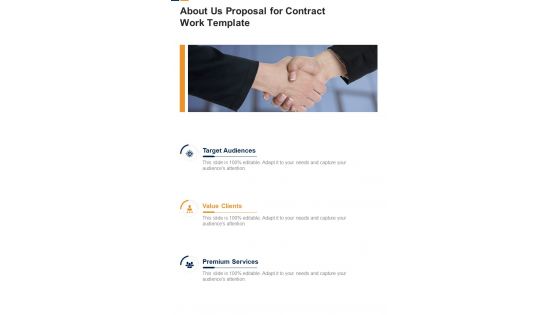 Proposal For Contract Work Template About Us Proposal One Pager Sample Example Document