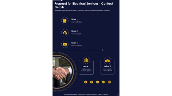 Proposal For Electrical Services Contact Details One Pager Sample Example Document