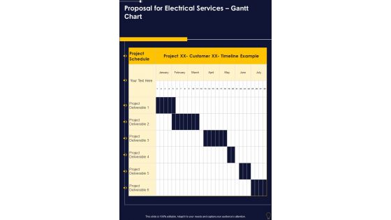 Proposal For Electrical Services Gantt Chart One Pager Sample Example Document