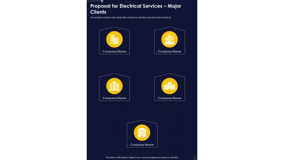 Proposal For Electrical Services Major Clients One Pager Sample Example Document