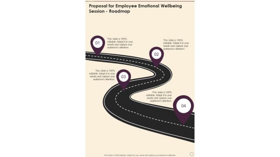 Proposal For Employee Emotional Wellbeing Session Roadmap One Pager Sample Example Document