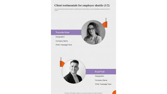Proposal For Employee Shuttle Client Testimonials For Employee One Pager Sample Example Document