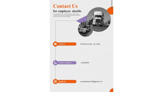 Proposal For Employee Shuttle Contact Us For Employee Shuttle One Pager Sample Example Document