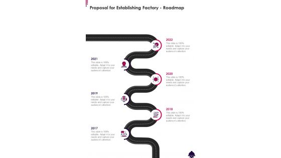Proposal For Establishing Factory Roadmap One Pager Sample Example Document