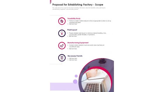 Proposal For Establishing Factory Scope One Pager Sample Example Document