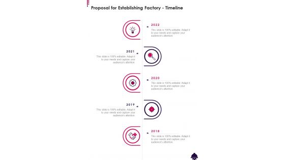 Proposal For Establishing Factory Timeline One Pager Sample Example Document