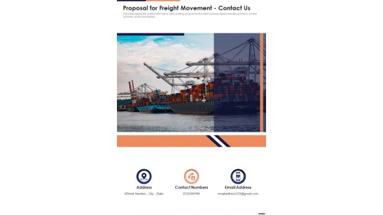 Proposal For Freight Movement Contact Us One Pager Sample Example Document