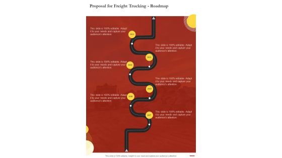 Proposal For Freight Trucking Roadmap One Pager Sample Example Document