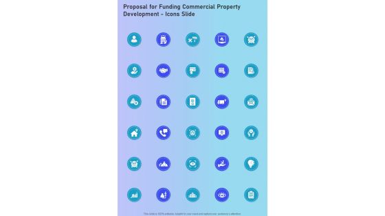 Proposal For Funding Commercial Property Development Icons Slide One Pager Sample Example Document